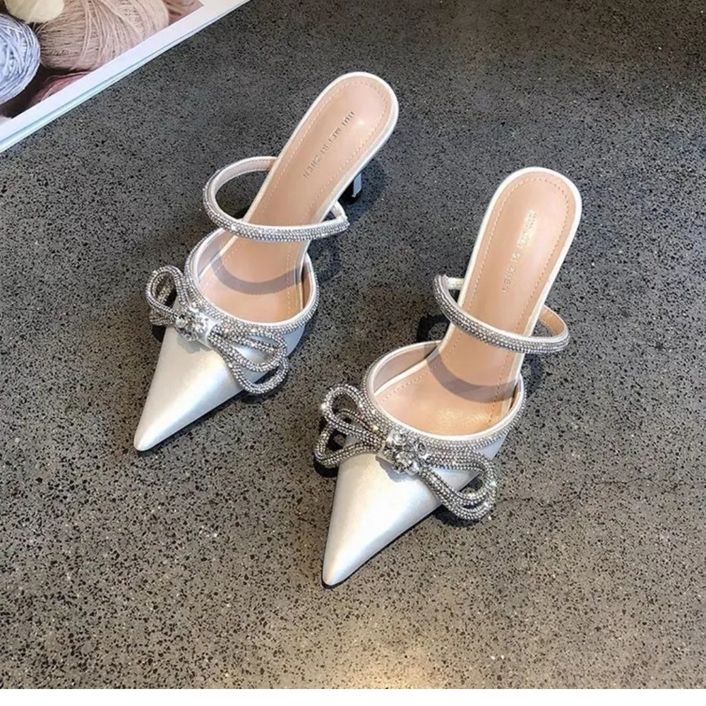 Elegant White and Silver Women's Heels